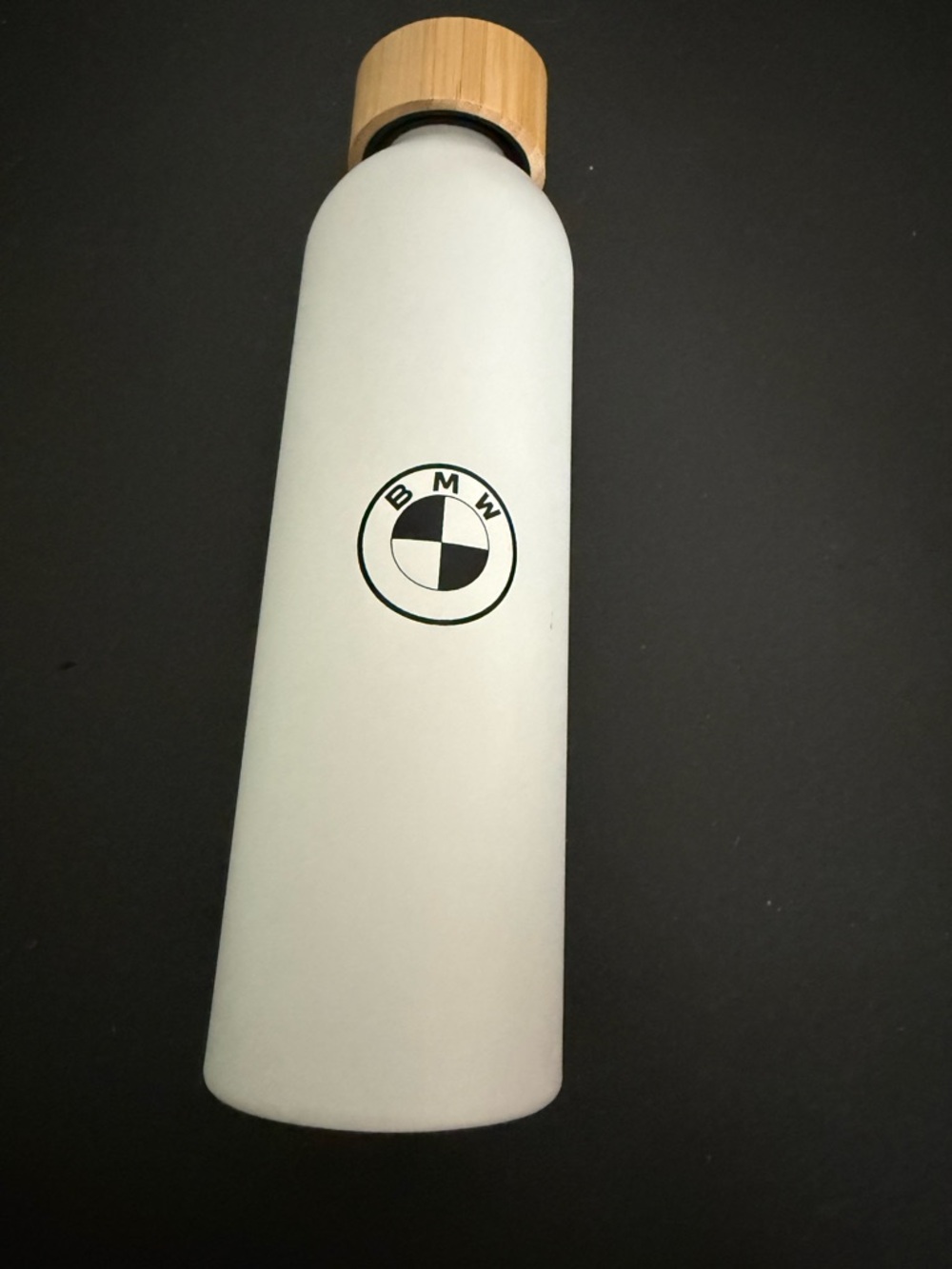 BMW White Bottle with Bamboo Lid and Logo NWOT